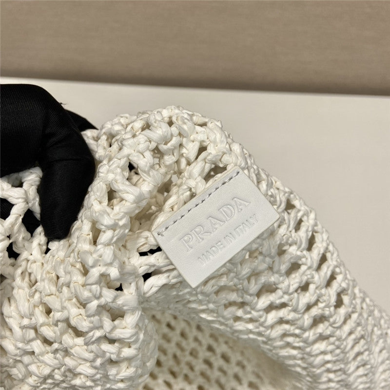 High Quality Luxury Prada Raffia Tote Bag White product detail