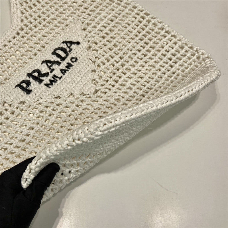 High Quality Luxury Prada Raffia Tote Bag White product detail