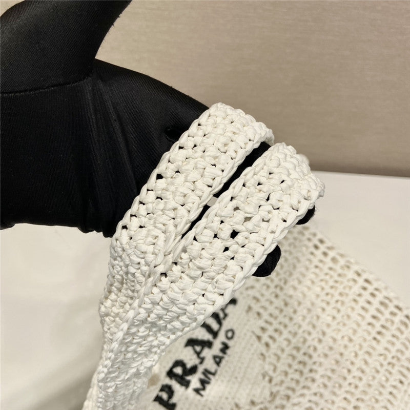 High Quality Luxury Prada Raffia Tote Bag White product detail