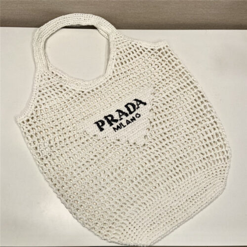 High Quality Luxury Prada Raffia Tote Bag White product detail