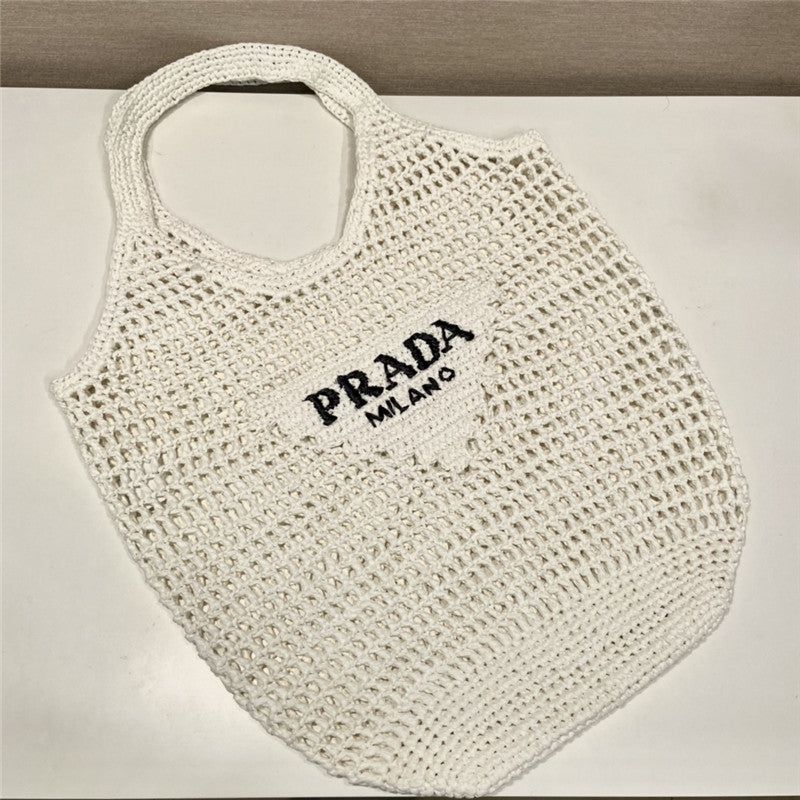 High Quality Luxury Prada Raffia Tote Bag White product detail