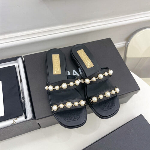 High Quality Luxury Chanel Counter Catwalk Pearl Slippers – Style 86534 product detail