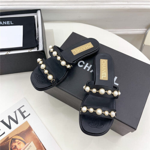 High Quality Luxury Chanel Counter Catwalk Pearl Slippers – Style 86534