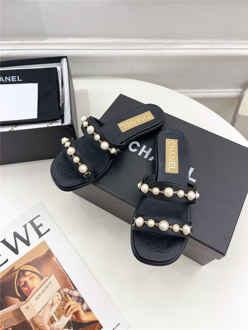 High Quality Luxury Chanel Counter Catwalk Pearl Slippers – Style 86534