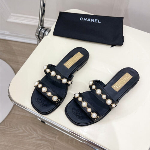 High Quality Luxury Chanel Counter Catwalk Pearl Slippers – Style 86534 product detail