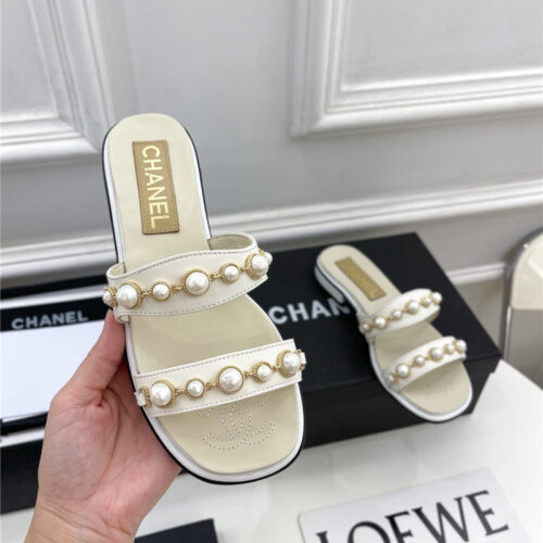 High Quality Luxury Chanel Counter Catwalk Pearl Slippers – Style 53766