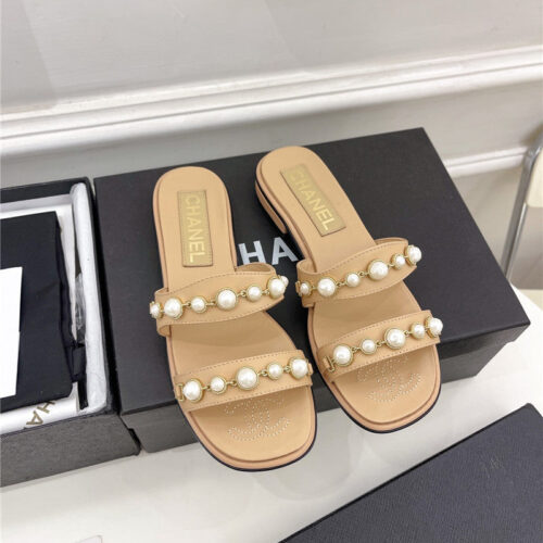 High Quality Luxury Chanel Counter Catwalk Pearl Slippers product detail