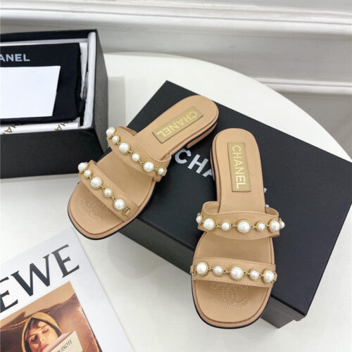 High Quality Luxury Chanel Counter Catwalk Pearl Slippers product detail