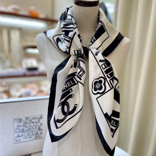 High Quality Luxury Chanel Logo Square Silk Scarf – Style 25122