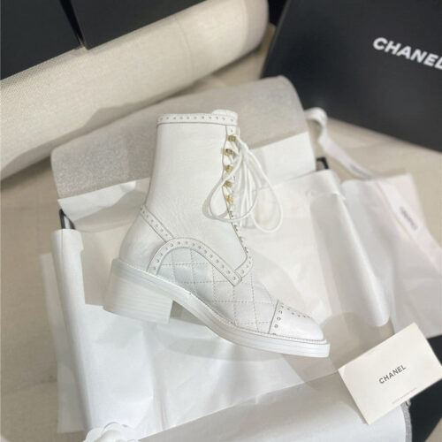 High Quality Luxury Chanel Diamond Leather Flat Martin Boots – Style 45766 product detail