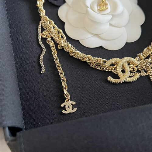 High Quality Luxury Chanel Cc Gold Fringe Necklace product detail
