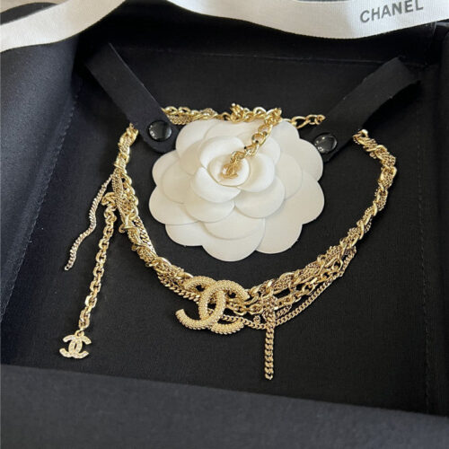 High Quality Luxury Chanel Cc Gold Fringe Necklace