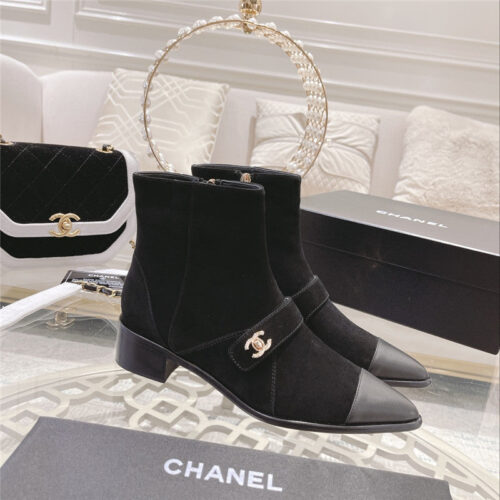 High Quality Luxury Chanel Pointed Toe Ankle Boots