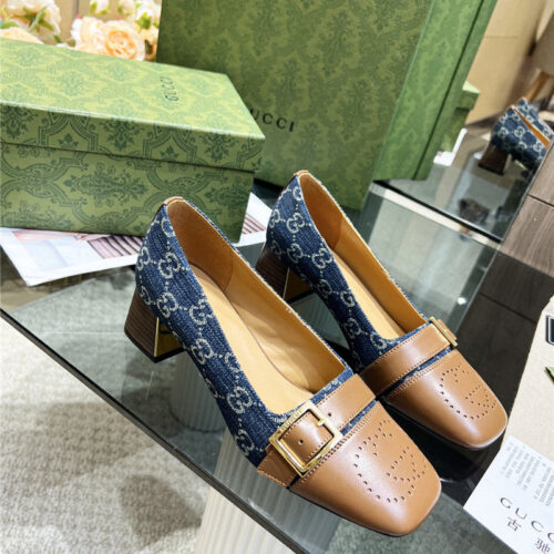 High Quality Luxury Gucci Chunky Heel Shoes – Style 17715