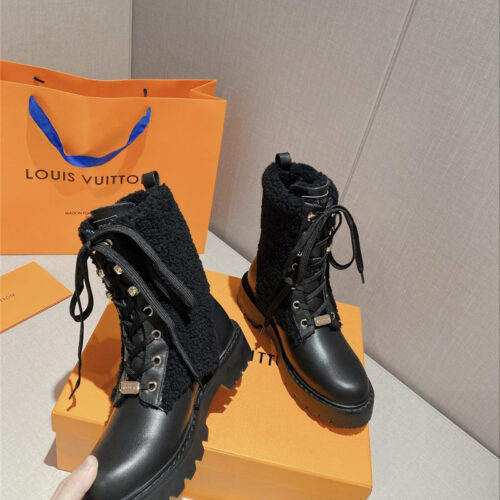 High Quality Luxury Louis Vuitton Lamb Wool Ankle Boots – Style 43267 product detail