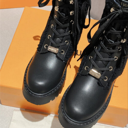 High Quality Luxury Louis Vuitton Lamb Wool Ankle Boots – Style 43267 product detail