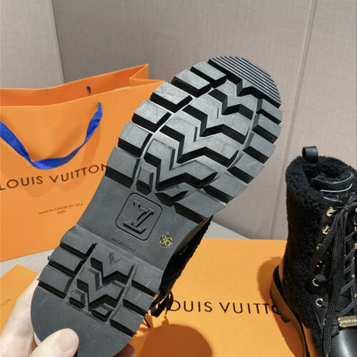 High Quality Luxury Louis Vuitton Lamb Wool Ankle Boots – Style 43267 product detail