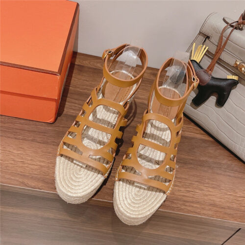 High Quality Luxury Hermes Early Spring New Straw Sandals product detail