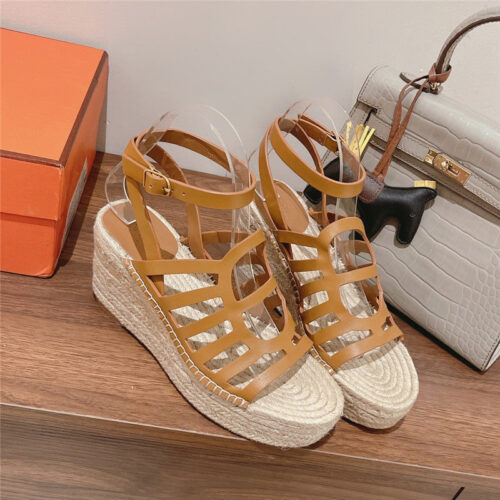High Quality Luxury Hermes Early Spring New Straw Sandals product detail