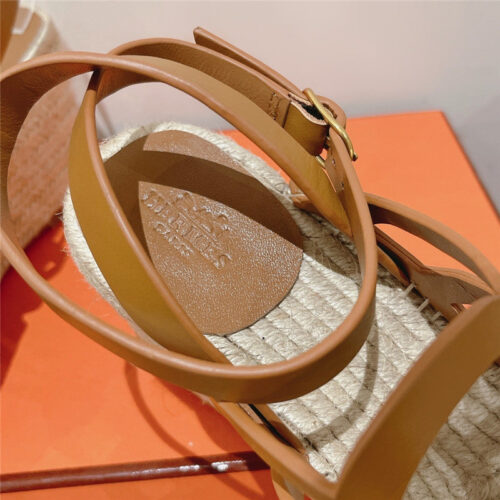 High Quality Luxury Hermes Early Spring New Straw Sandals product detail
