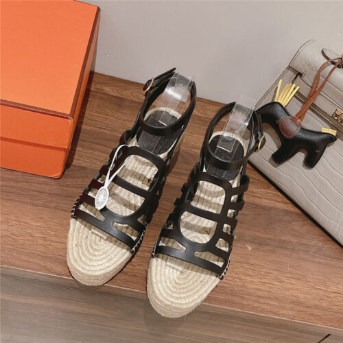 High Quality Luxury Hermes Early Spring New Straw Sandals – Style 34339 product detail