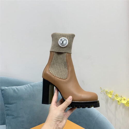 High Quality Luxury Louis Vuitton Wool Barrel Chunky Heel Ankle Boots product detail
