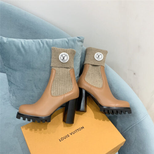 High Quality Luxury Louis Vuitton Wool Barrel Chunky Heel Ankle Boots product detail