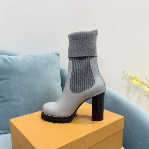 High Quality Luxury Louis Vuitton Wool Barrel Chunky Heel Ankle Boots – Style 66531 product detail