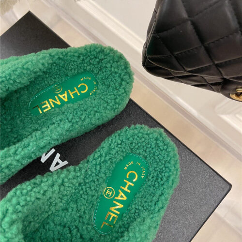 High Quality Luxury Chanel Cc Cross Strap Lambswool Slippers – Style 14726 product detail