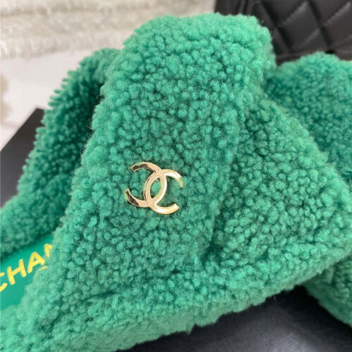 High Quality Luxury Chanel Cc Cross Strap Lambswool Slippers – Style 14726 product detail