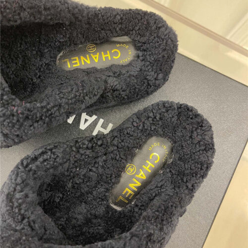 High Quality Luxury Chanel Cc Cross Strap Lambswool Slippers – Style 80262 product detail