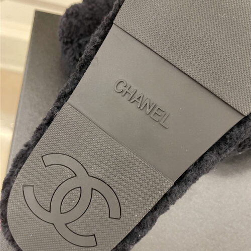High Quality Luxury Chanel Cc Cross Strap Lambswool Slippers – Style 80262 product detail