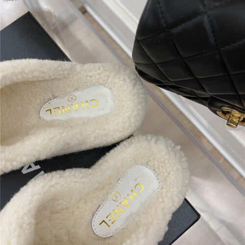 High Quality Luxury Chanel Cc Cross Strap Lambswool Slippers product detail