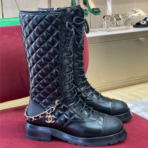 High Quality Luxury Chanel Lace Up Long Boots