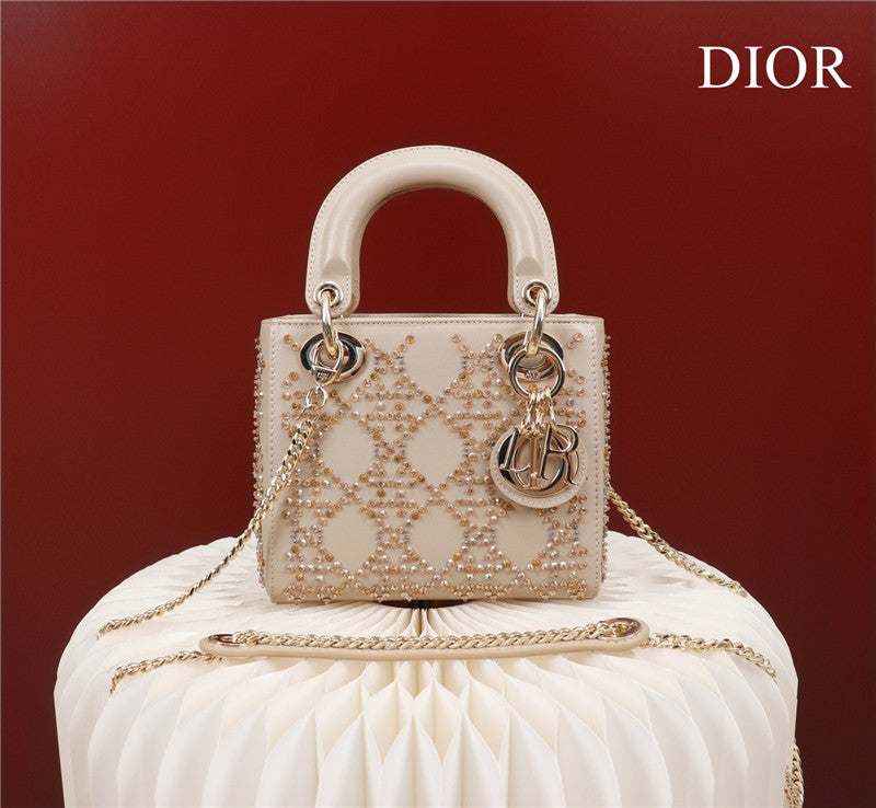 High Quality Luxury Mini Lady Dior Beaded Bag