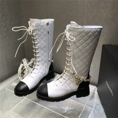 High Quality Luxury Chanel Classic Diamond Chain Strap Long Boots alternate view