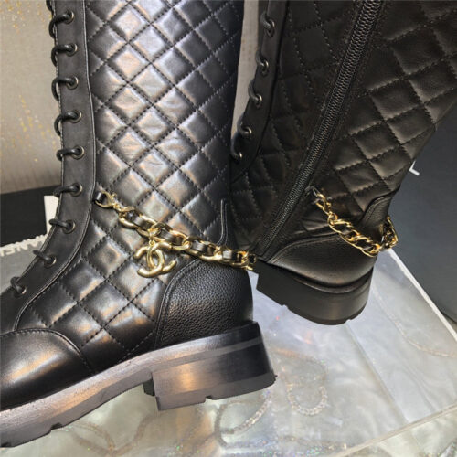 High Quality Luxury Chanel Classic Diamond Chain Strap Long Boots – Style 66918 product detail