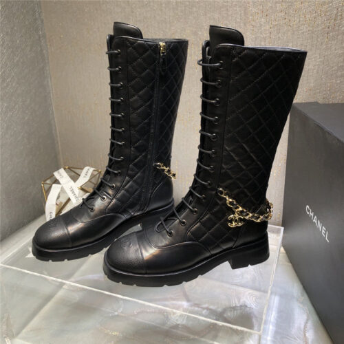 High Quality Luxury Chanel Classic Diamond Chain Strap Long Boots – Style 66918