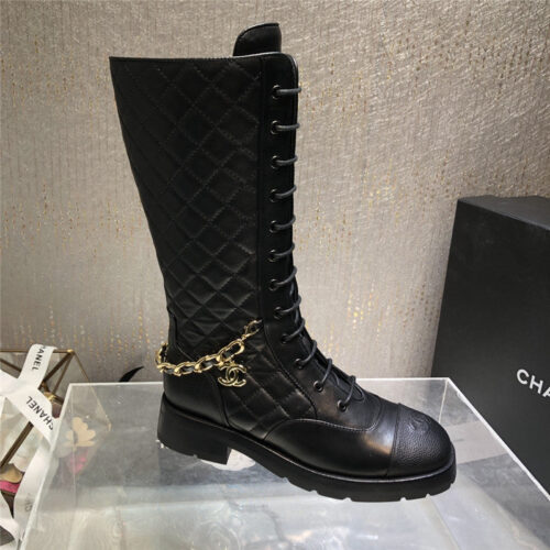 High Quality Luxury Chanel Classic Diamond Chain Strap Long Boots – Style 66918 product detail