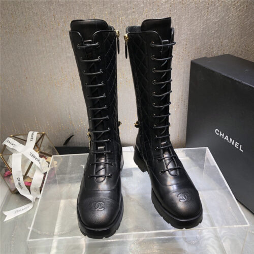 High Quality Luxury Chanel Classic Diamond Chain Strap Long Boots – Style 66918 alternate view