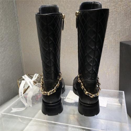 High Quality Luxury Chanel Classic Diamond Chain Strap Long Boots – Style 66918 product detail