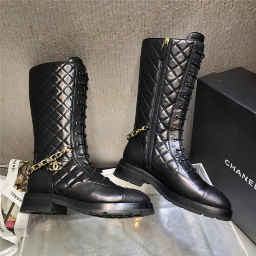 High Quality Luxury Chanel Classic Diamond Chain Strap Long Boots – Style 66918 product detail
