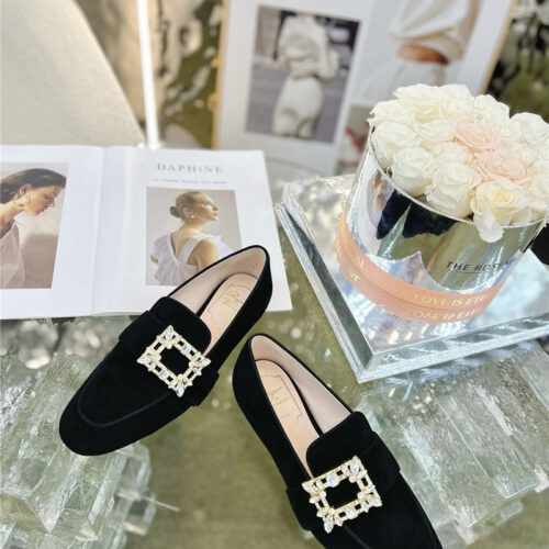 High Quality Luxury Roger Vivier Diamond Buckle Loafers
