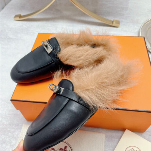 High Quality Luxury Hermes Classic Wool Slippers – Style 17987 product detail