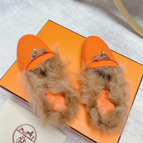High Quality Luxury Hermes Classic Wool Slippers – Style 19683 product detail