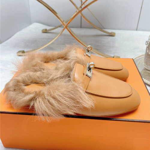 High Quality Luxury Hermes Classic Wool Slippers