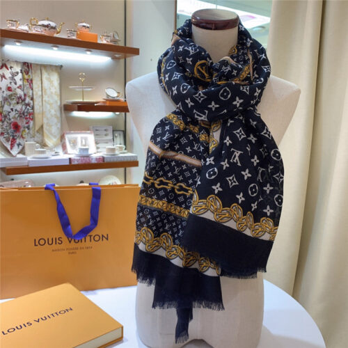 High Quality Luxury Louis Vuitton Monogram Forever Cashmere Scarf – Style 26650 product detail