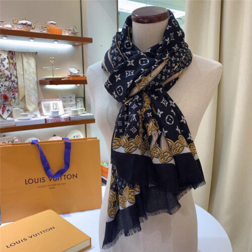 High Quality Luxury Louis Vuitton Monogram Forever Cashmere Scarf – Style 26650