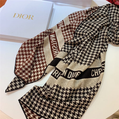 High Quality Luxury Dior Houndstooth Cashmere Scarf product detail