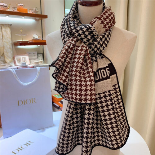 High Quality Luxury Dior Houndstooth Cashmere Scarf product detail